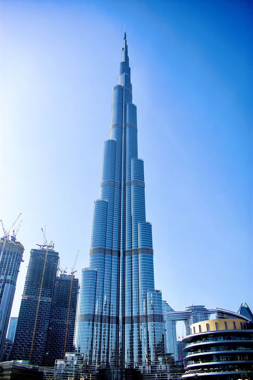 Burj Khalifa rising above Downtown Dubai in daylight